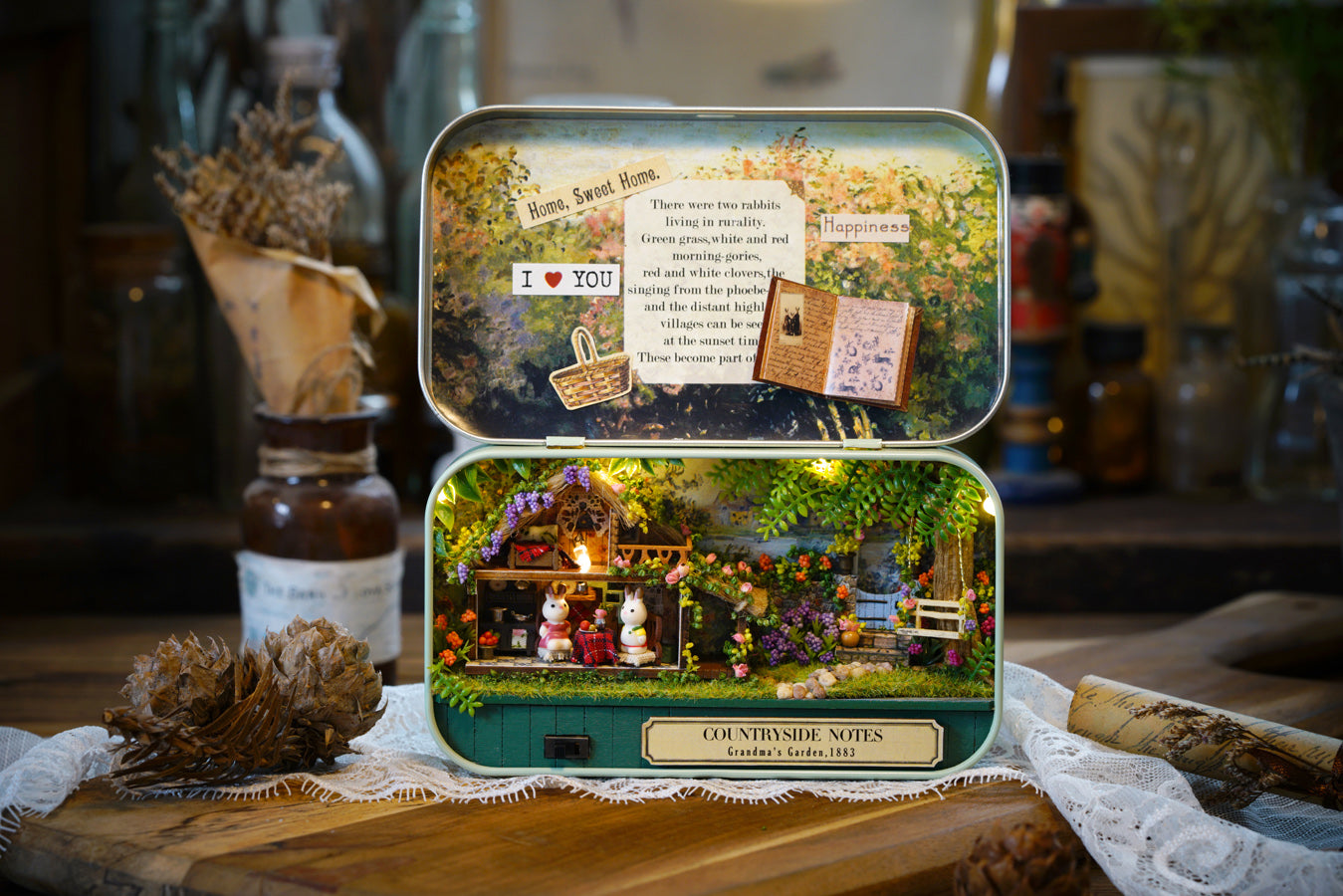 Countryside Notes Box Theatre – Garden Diary Miniature Kit | DIY Handcrafted Scene by TJWFUNFUN