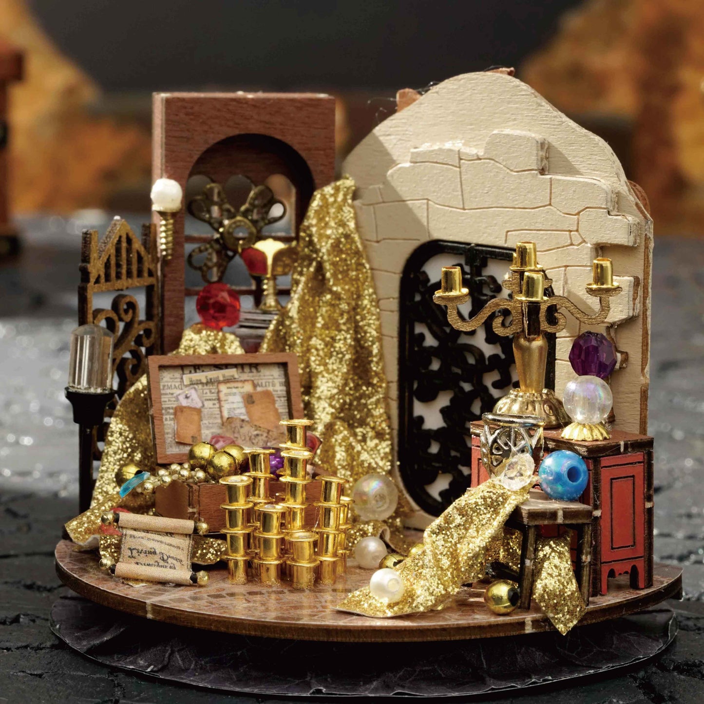 TJWFUNFUN Fantasy Treasure – DIY Dream Bottle Miniature Kit | Magic Vault Scene with LED Light | Handcrafted Glass Jar Model for Fantasy Lovers & Collectors