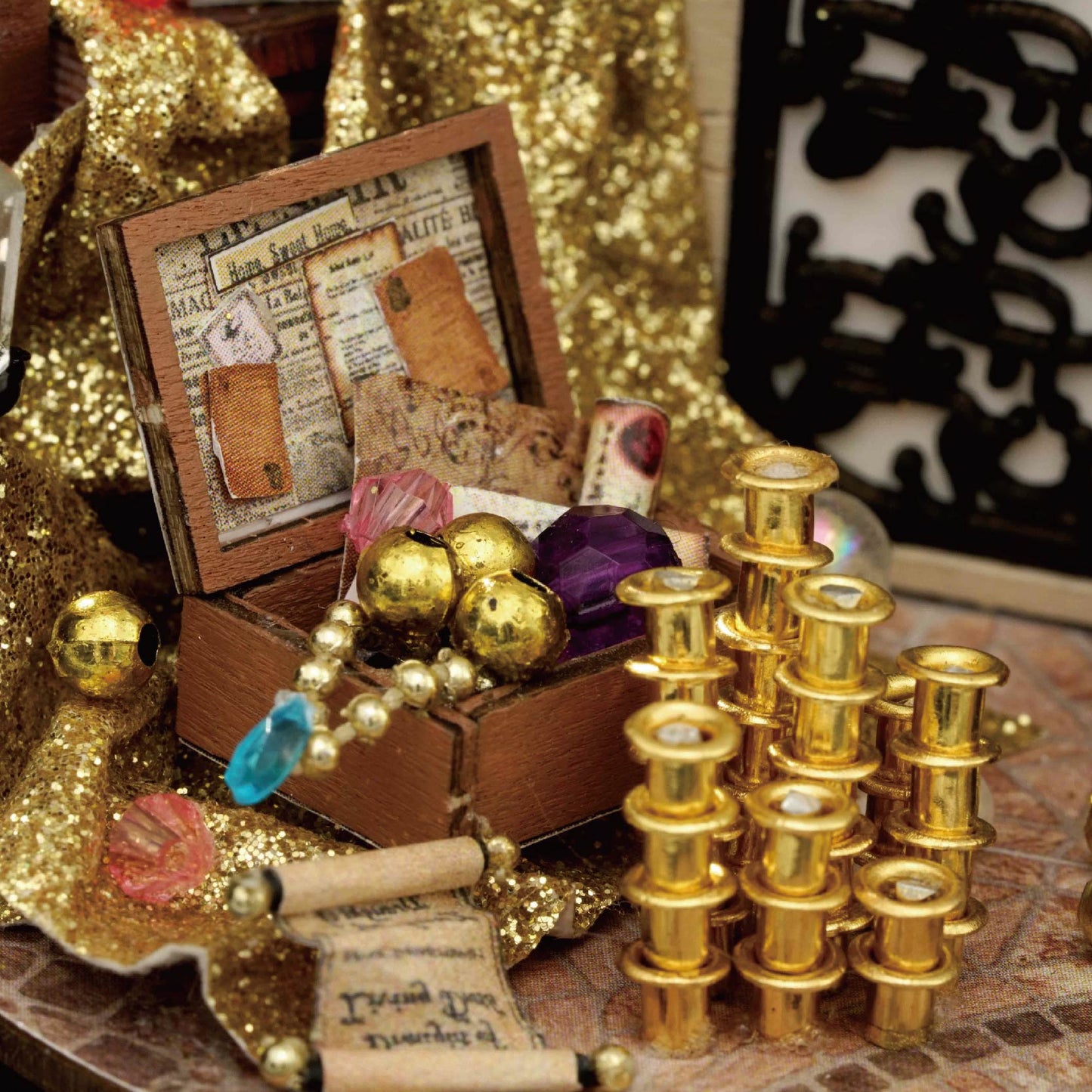 TJWFUNFUN Fantasy Treasure – DIY Dream Bottle Miniature Kit | Magic Vault Scene with LED Light | Handcrafted Glass Jar Model for Fantasy Lovers & Collectors