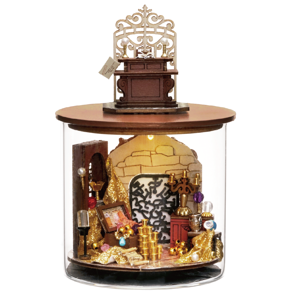TJWFUNFUN Fantasy Treasure – DIY Dream Bottle Miniature Kit | Magic Vault Scene with LED Light | Handcrafted Glass Jar Model for Fantasy Lovers & Collectors