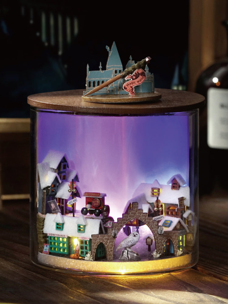 TJWFUNFUN Magic Light – DIY Dream Bottle Miniature Kit | Fantasy Village Scene with LED Light | Handcrafted Glass Jar Model for Magic Lovers & Collectors