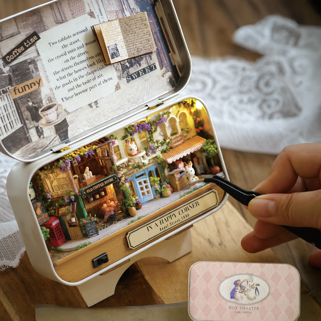 In a Happy Corner Box Theatre – Nostalgic Street Miniature Kit | DIY Handcrafted Scene by TJWFUNFUN