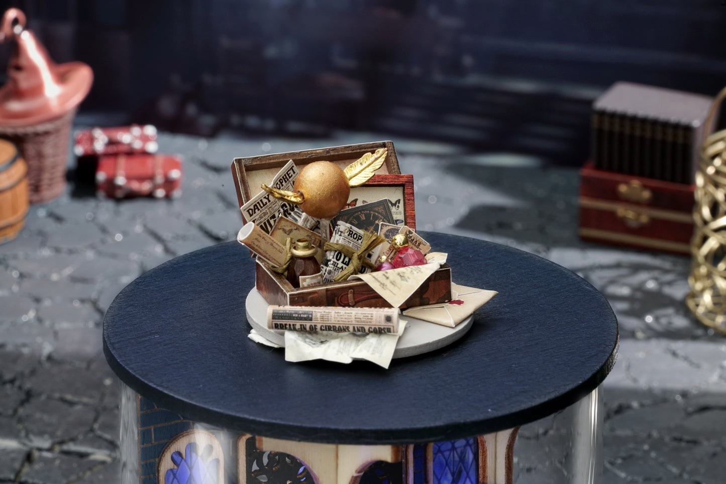 TJWFUNFUN Fantasy Treasure – DIY Dream Bottle Miniature Kit | Magic Vault Scene with LED Light | Handcrafted Glass Jar Model for Fantasy Lovers & Collectors