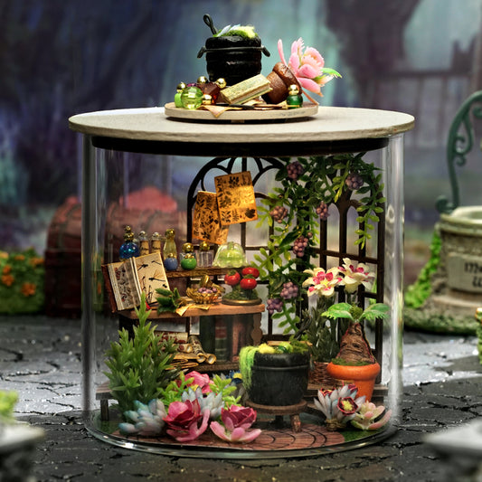 TJWFUNFUN Magic Garden – DIY Dream Bottle Miniature Kit | Enchanted Greenhouse Scene with LED Light | Handcrafted Glass Jar Model for Nature & Fantasy Lovers