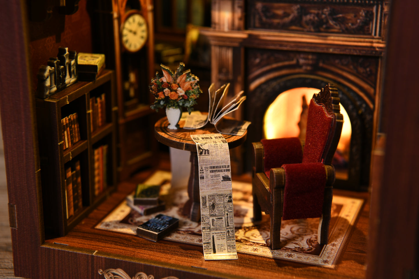 TJWFUNFUN Tiny Havens Collection – Twilight Library DIY Mini House Booknook, 194 PCS, Difficulty ★★★