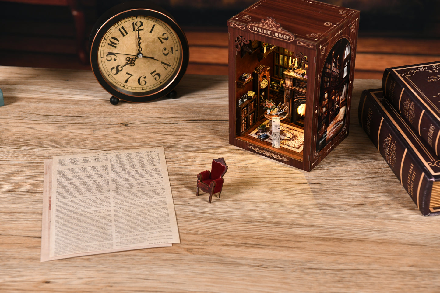 TJWFUNFUN Tiny Havens Collection – Twilight Library DIY Mini House Booknook, 194 PCS, Difficulty ★★★