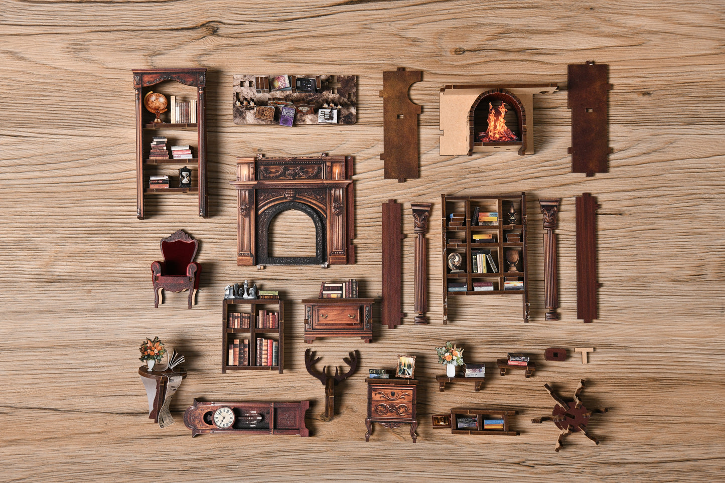 TJWFUNFUN Tiny Havens Collection – Twilight Library DIY Mini House Booknook, 194 PCS, Difficulty ★★★