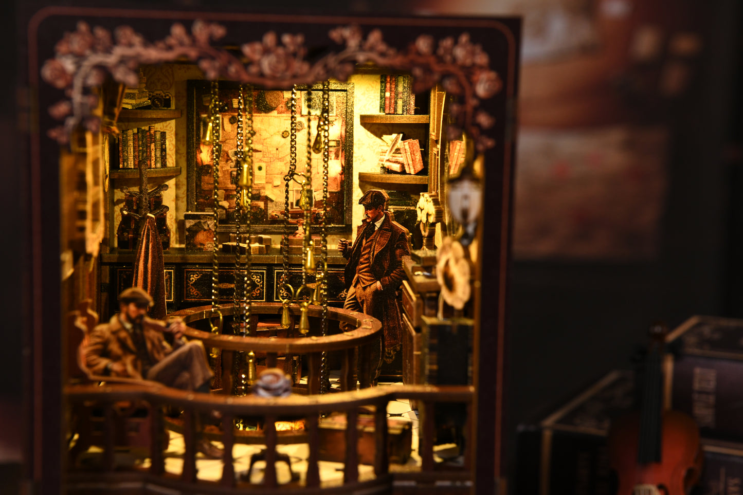 TJWFUNFUN DIY Book Nook Kit – Dark Box Mystery Case Enchanted Forest Library | Difficulty: ★★★★ | 270 Pieces | 6–8 Hours Assembly | 3D Wooden Puzzle Miniature Model with LED Lights & Music for Bookshelf Decoration