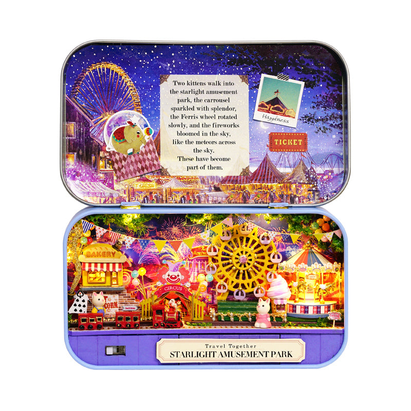 Starlight Amusement Park Box Theatre – Dreamy Fairground Miniature Kit | DIY Handcrafted Scene by TJWFUNFUN