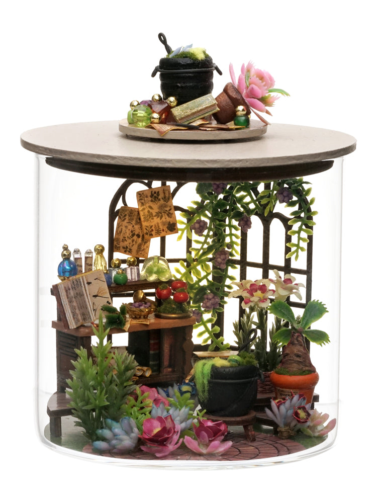 TJWFUNFUN Magic Garden – DIY Dream Bottle Miniature Kit | Enchanted Greenhouse Scene with LED Light | Handcrafted Glass Jar Model for Nature & Fantasy Lovers